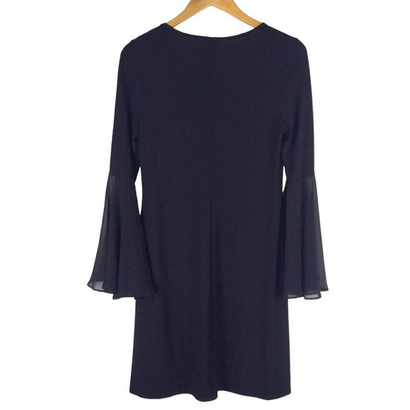 Black Witchy Goth Dress with Chiffon Angel Flowy Sleeves - Picture 6 of 9